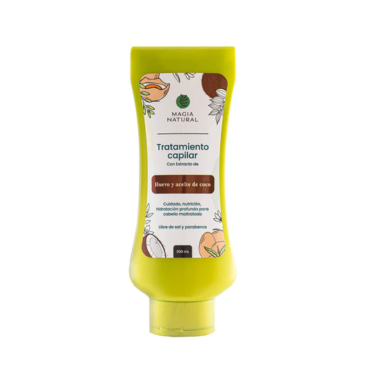 TRATAMIENTO CAPILAR HUEVO Y ACEITE DE COCO MAGIA NATURAL