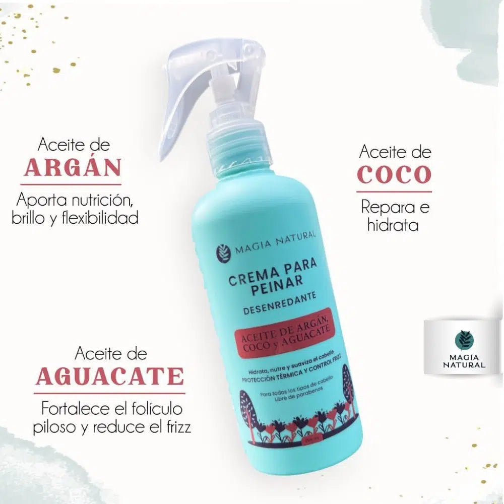 CREMA PARA PEINAR DESENREDANTE ARGAN, COCO Y AGUACATE MAGIA NATURAL
