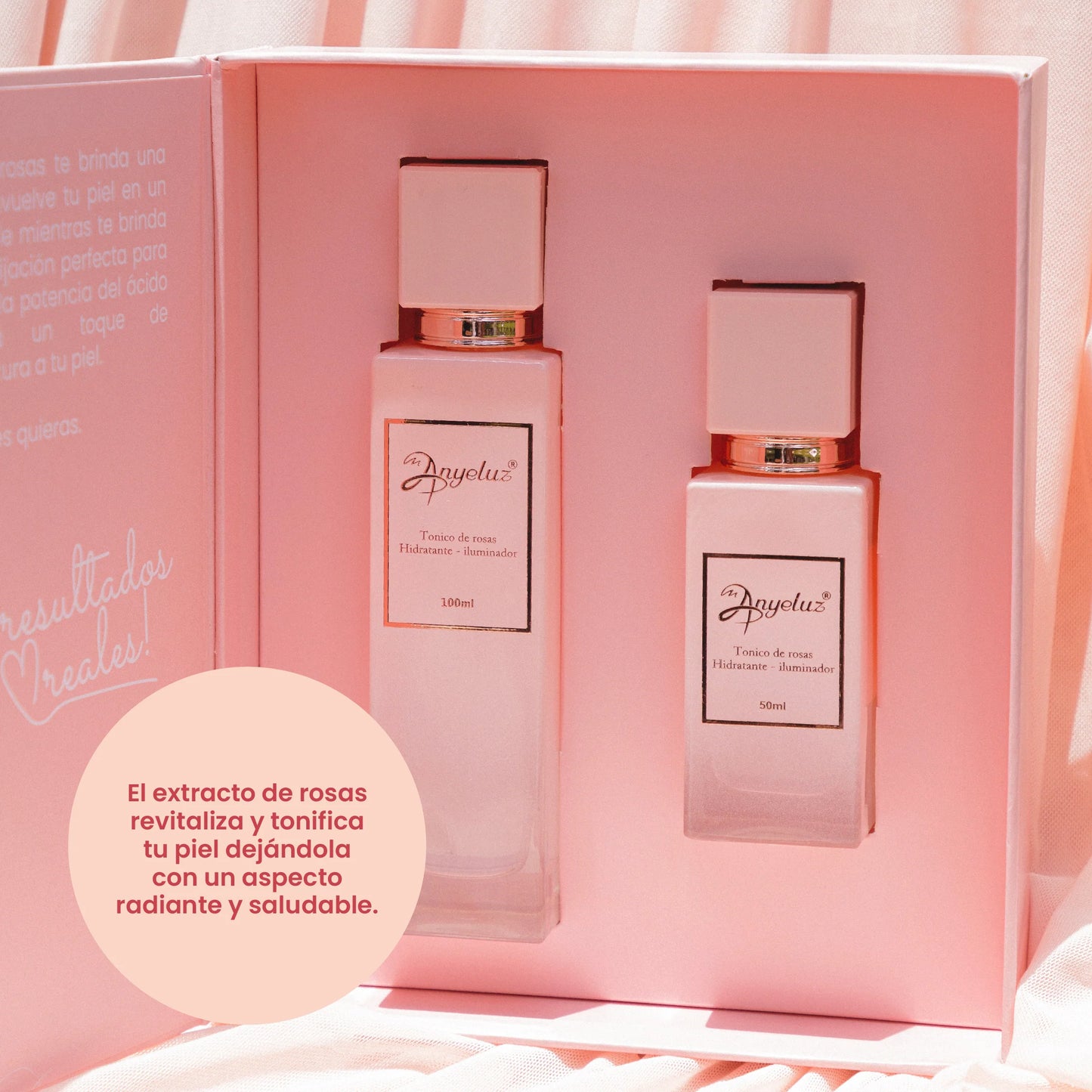 CAJA DUO TÓNICO DE ROSAS HIDRATANTE ILUMINADOR ANYELUZ