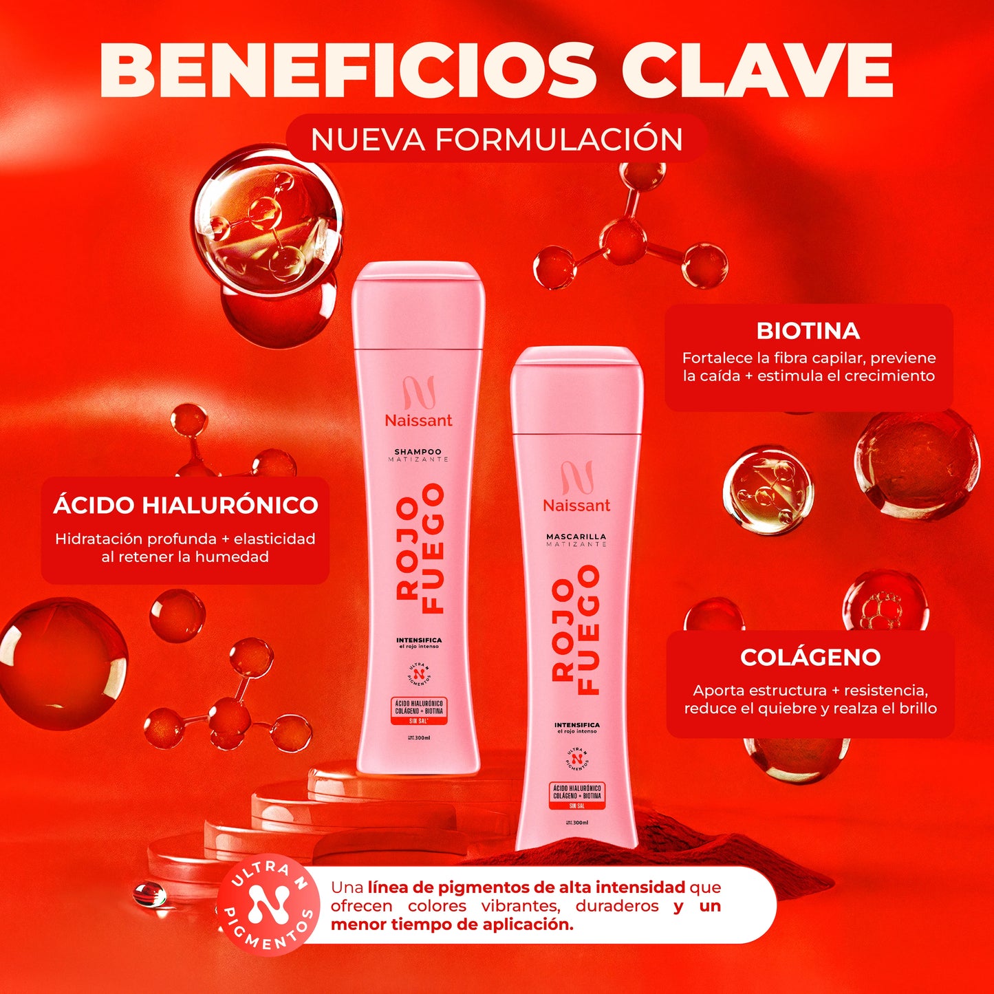 MASCARILLA MATIZANTE ROJO FUEGO 300ML NAISSANT